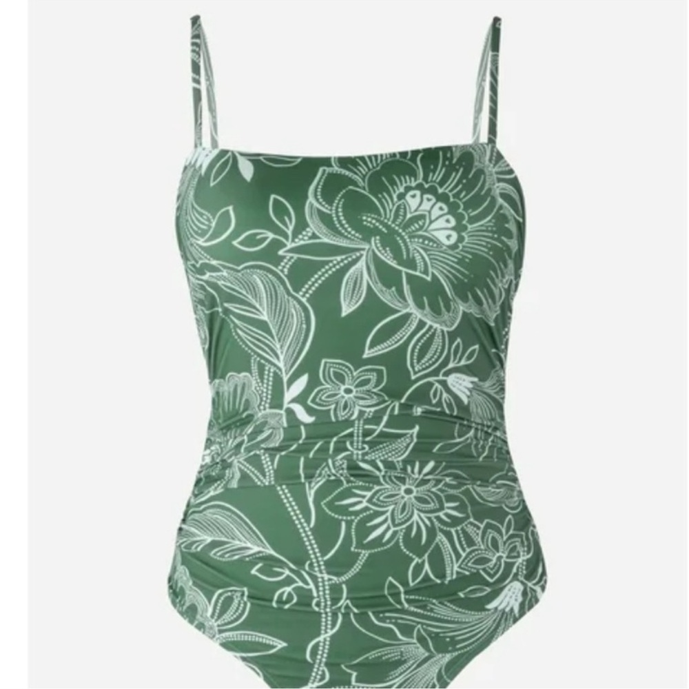 Floral Print Shirred Cutout One Piece Swimsuit - Picture 6 of 13